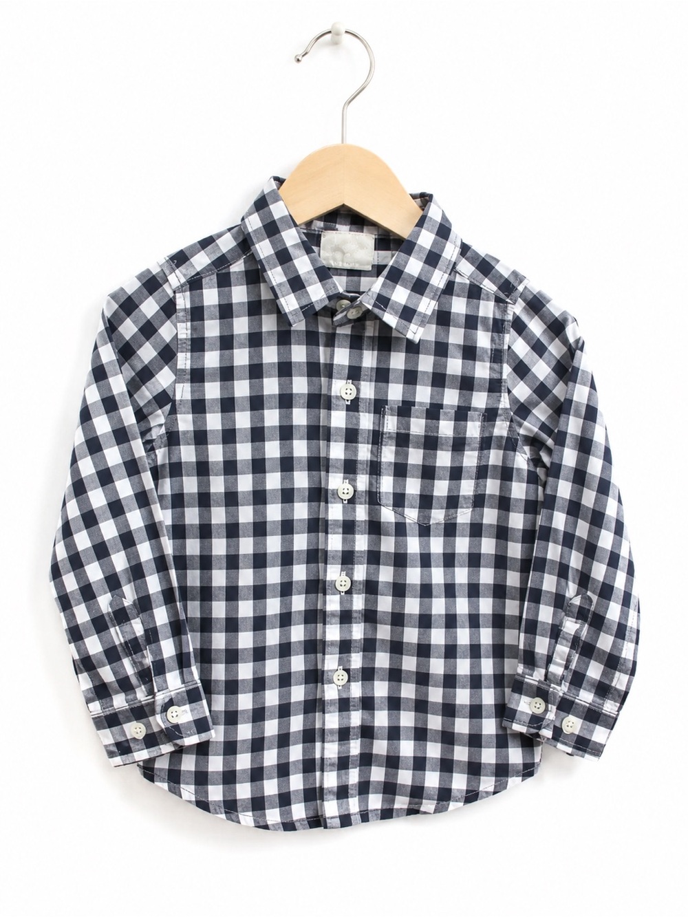Crazy 8 Boys Navy Blue White Gingham Button Down Shirt Pirate Dude 3T Cotton